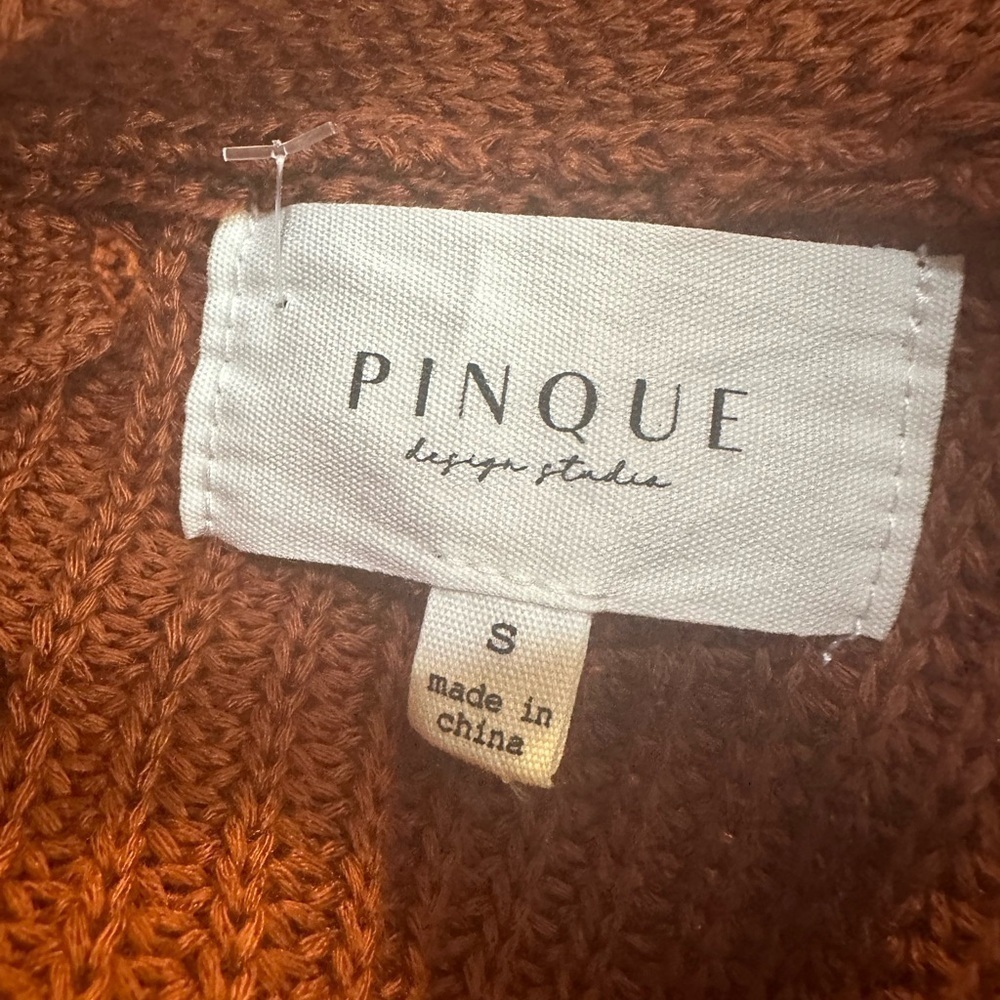 Pinque Design Studios Rust Orange Crochet Cardigan Small - Picture 4 of 6